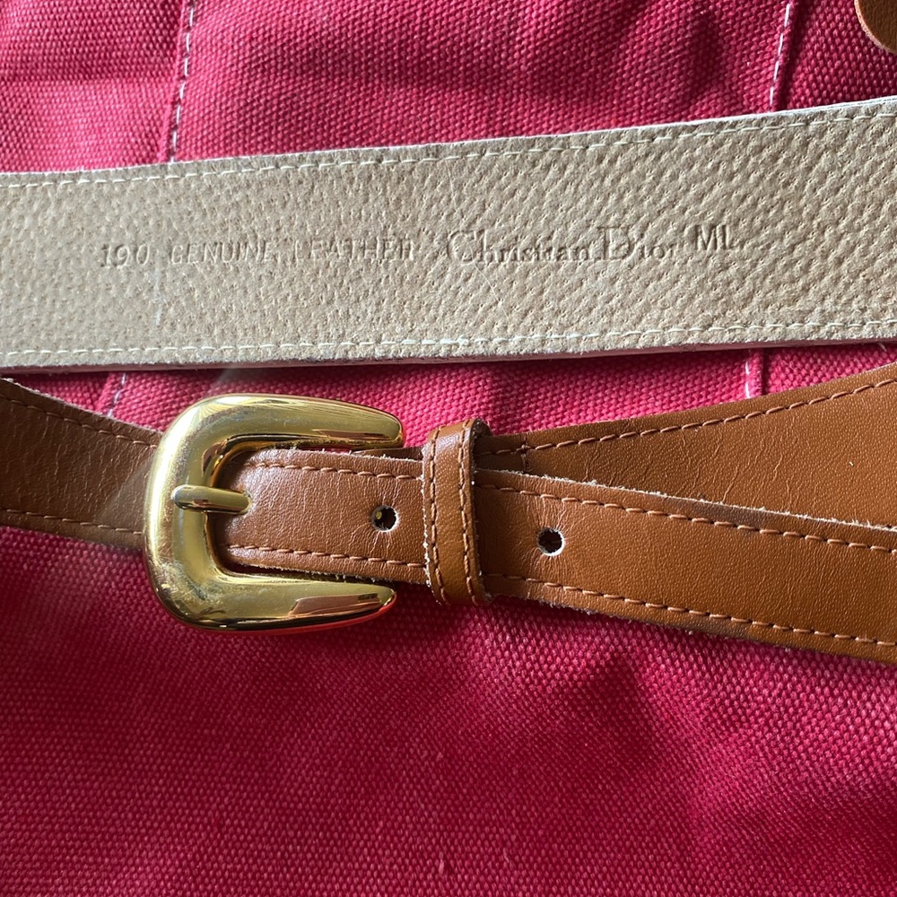 Christian Dior belt with Brown/white Leather Strap